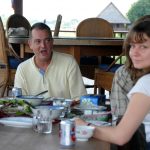 Journalist Peter Starr at hime by the Mekong River with journalist Ellie Ainge-Roy.