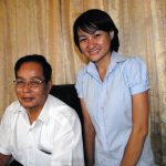 Former Cambodian prime minister Pen Sovann and Cambodian journalist Sokunthea Hang.