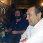 Journalist David Boyle with academic Ray Leos enjoy and ale at Cantina in Phnom Penh.
